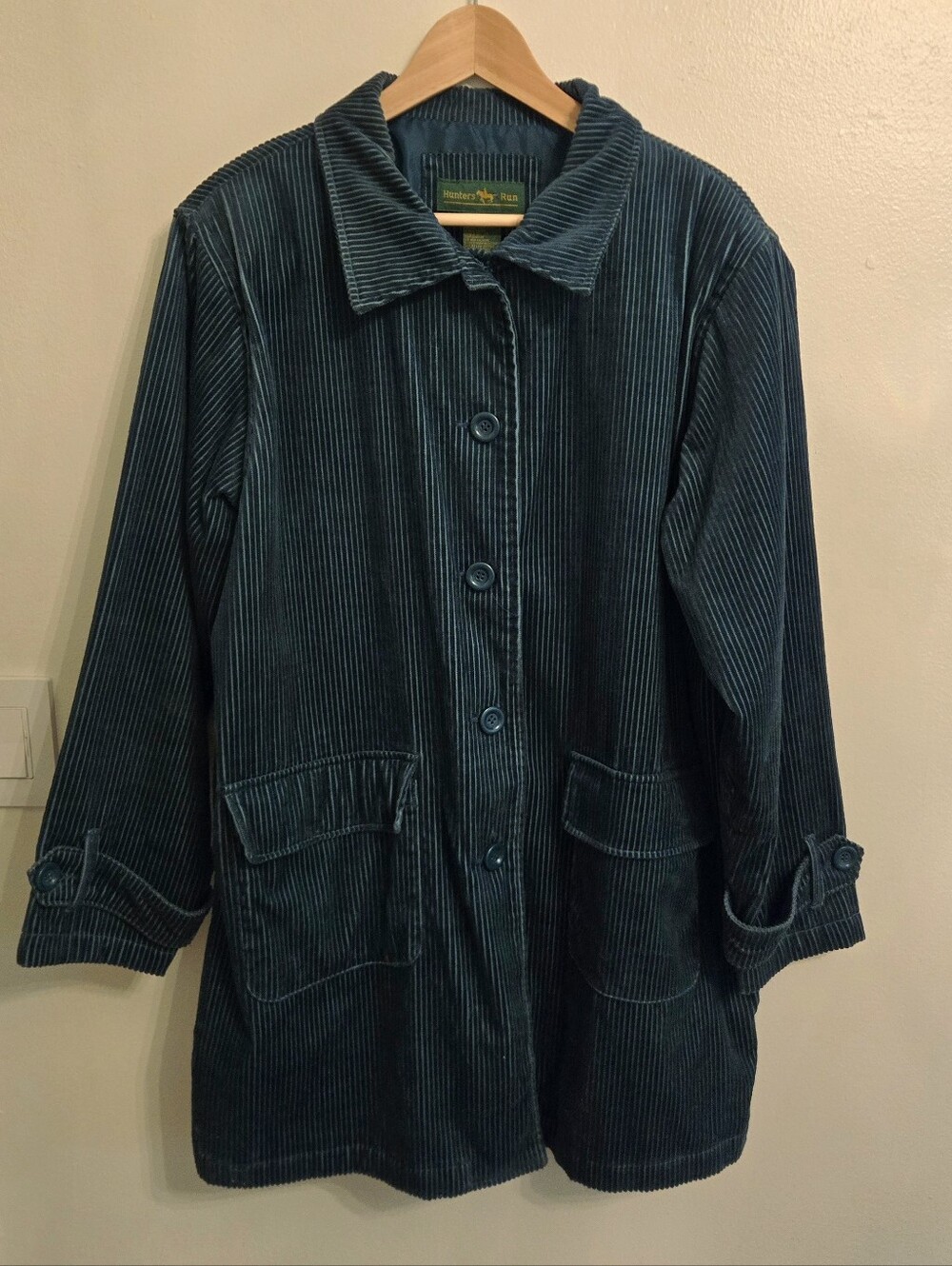 Hunter's Run Vintage 90s Teal Corduroy Chore Barn Coat Size Large